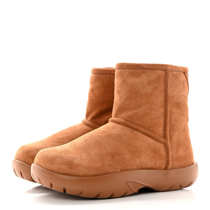 Bottega Veneta Suede Shearling Snap Ankle Boots 37 Caramel 3 of 11