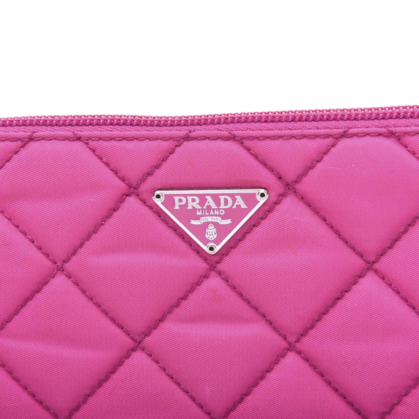Nylon Tessuto Impuntu Pouch Fuxia