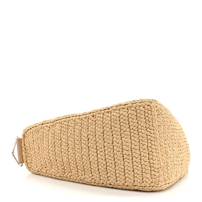 Prada Yarn Raffia Effect Crochet Triangle Shoulder Bag Naturale 4 of 9