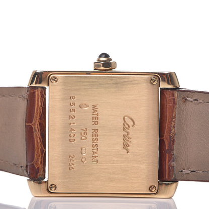 Cartier 18K Yellow Gold Alligator 25mm Tank Francaise Quartz Watch Brown 6 of 8