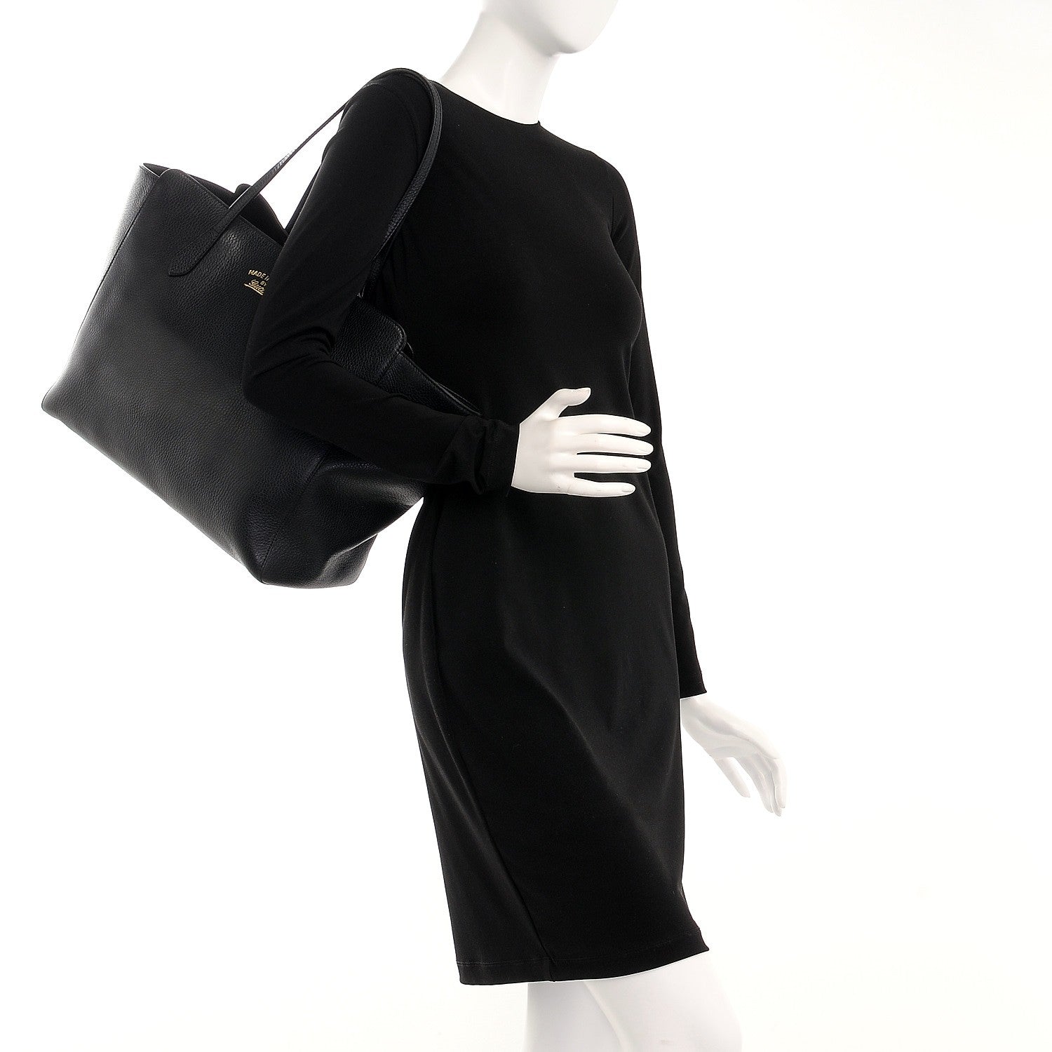 Gucci Pebbled Calfskin Medium Swing Tote Black 2 of 6