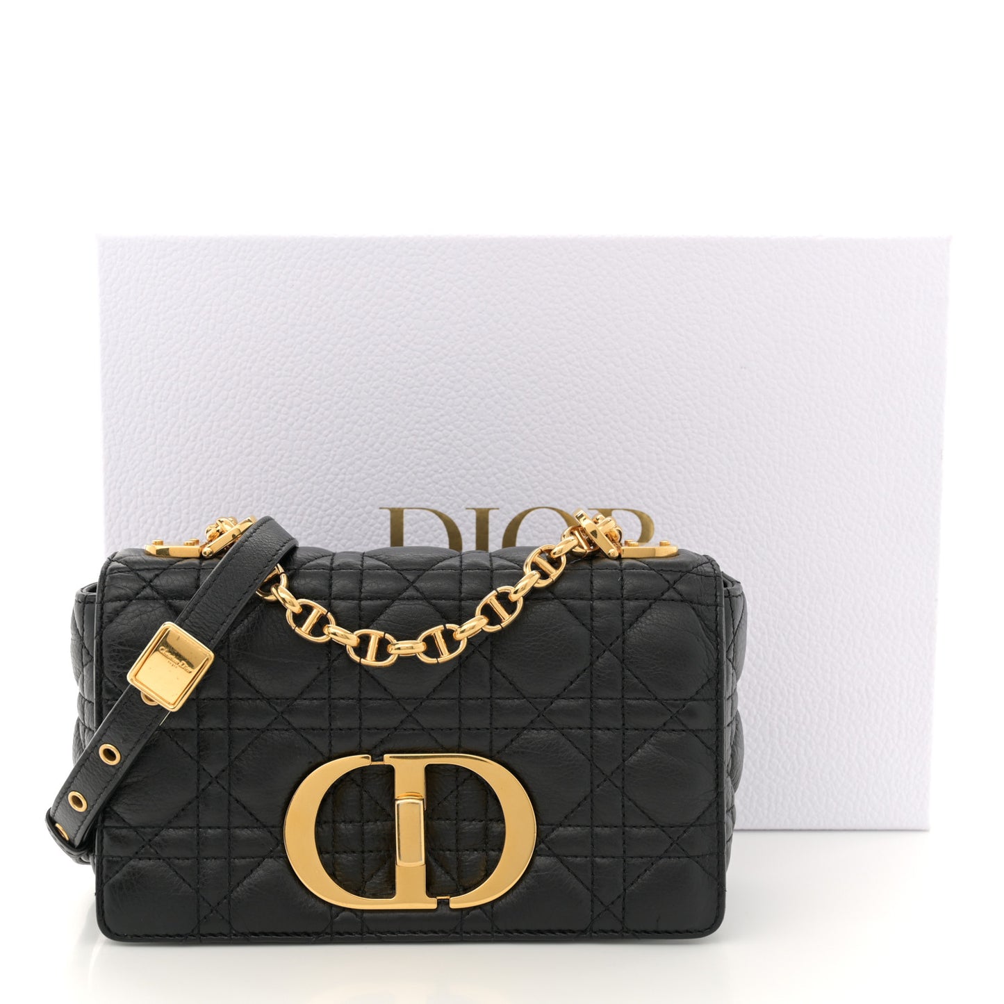 Calfskin Cannage Small Caro Bag Black