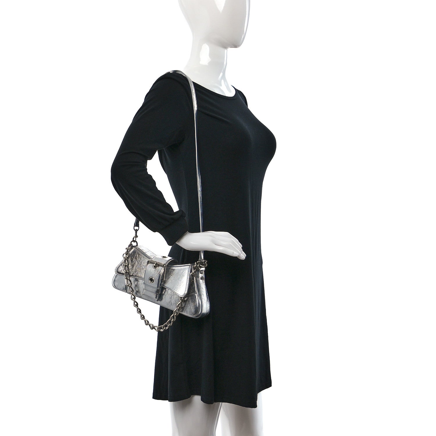 Balenciaga Smooth Metallic Calfskin Small Lindsay Shoulder Bag Silver 2 of 9