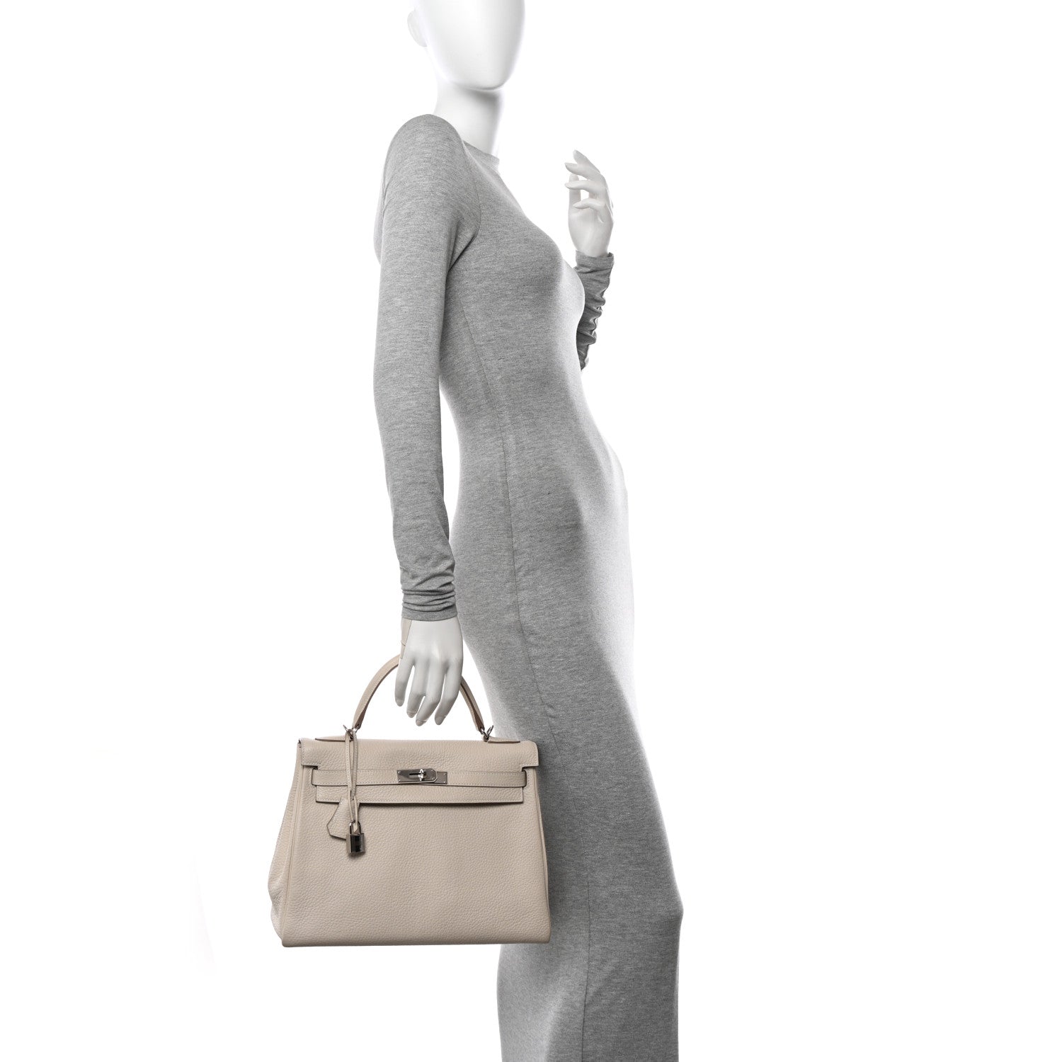 Hermes Taurillon Clemence Amazone Kelly Retourne 32 Craie 2 of 12
