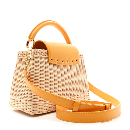 Louis Vuitton Rattan Calfskin Capucines BB Golden Yellow 3 of 12