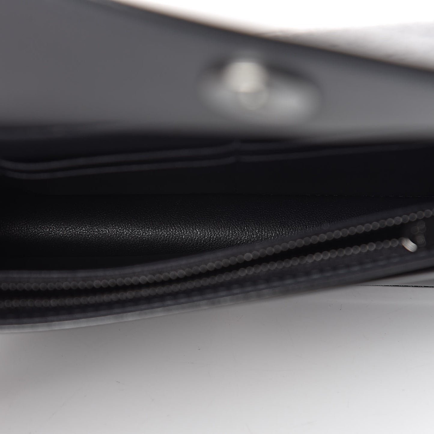 Metallic Patent Micro-Cannage Diorama Wallet on Chain Pouch Black