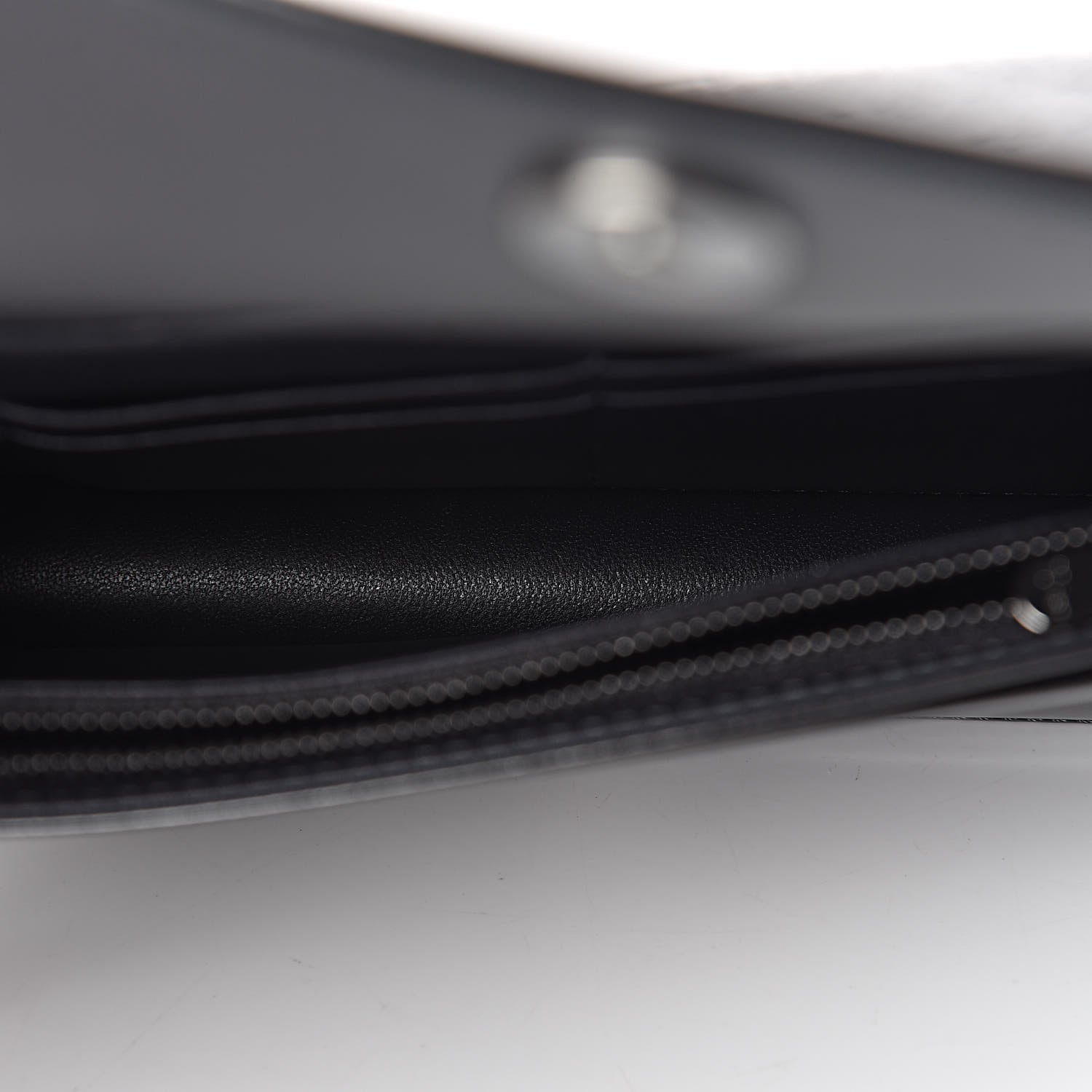 Christian Dior Metallic Patent Micro-Cannage Diorama Wallet on Chain Pouch Black 5 of 10