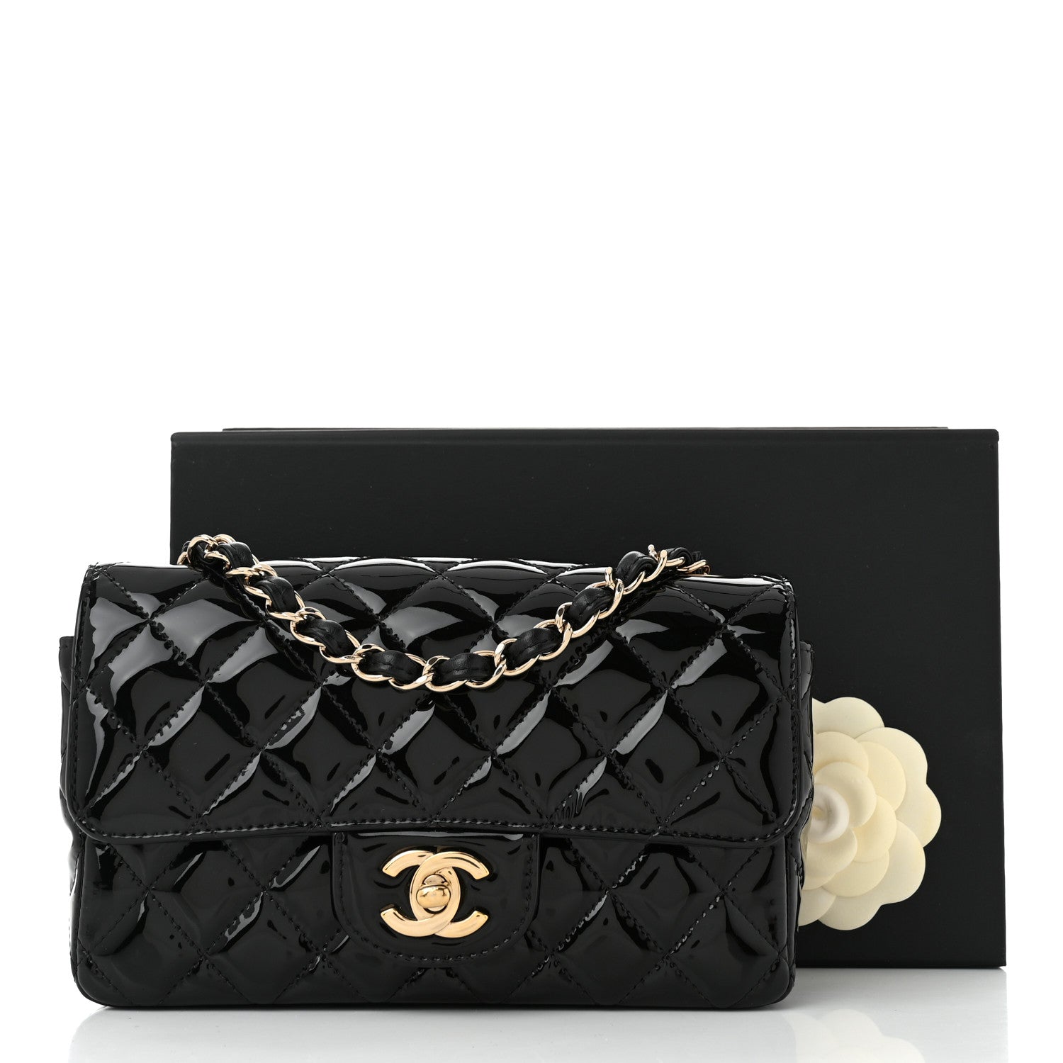 Chanel Patent Calfskin Quilted Mini Rectangular Flap Black 11 of 11