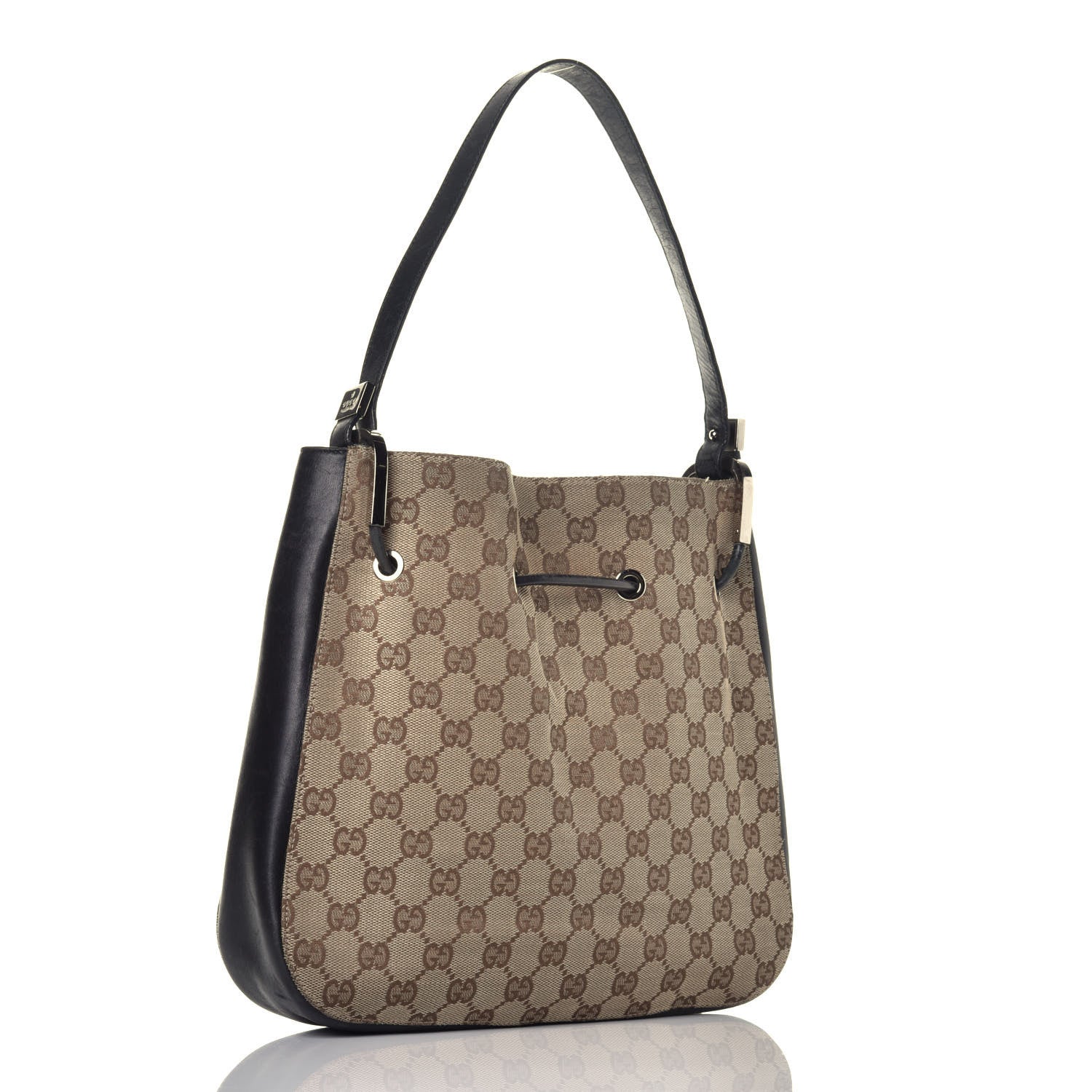 Gucci Monogram Small Drawstring Shoulder Bag Black 3 of 9