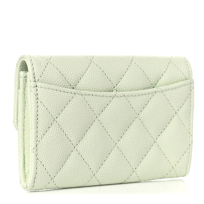 Chanel Caviar Quilted Flap Card Holder Wallet Light Green 3 of 9
