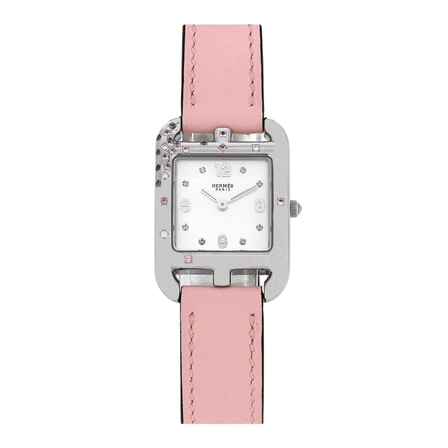 Stainless Steel Swift Diamond Pink Sapphire Mother of Pearl 23mm Cape Cod Double Tour Quartz Watch Rose Sakura