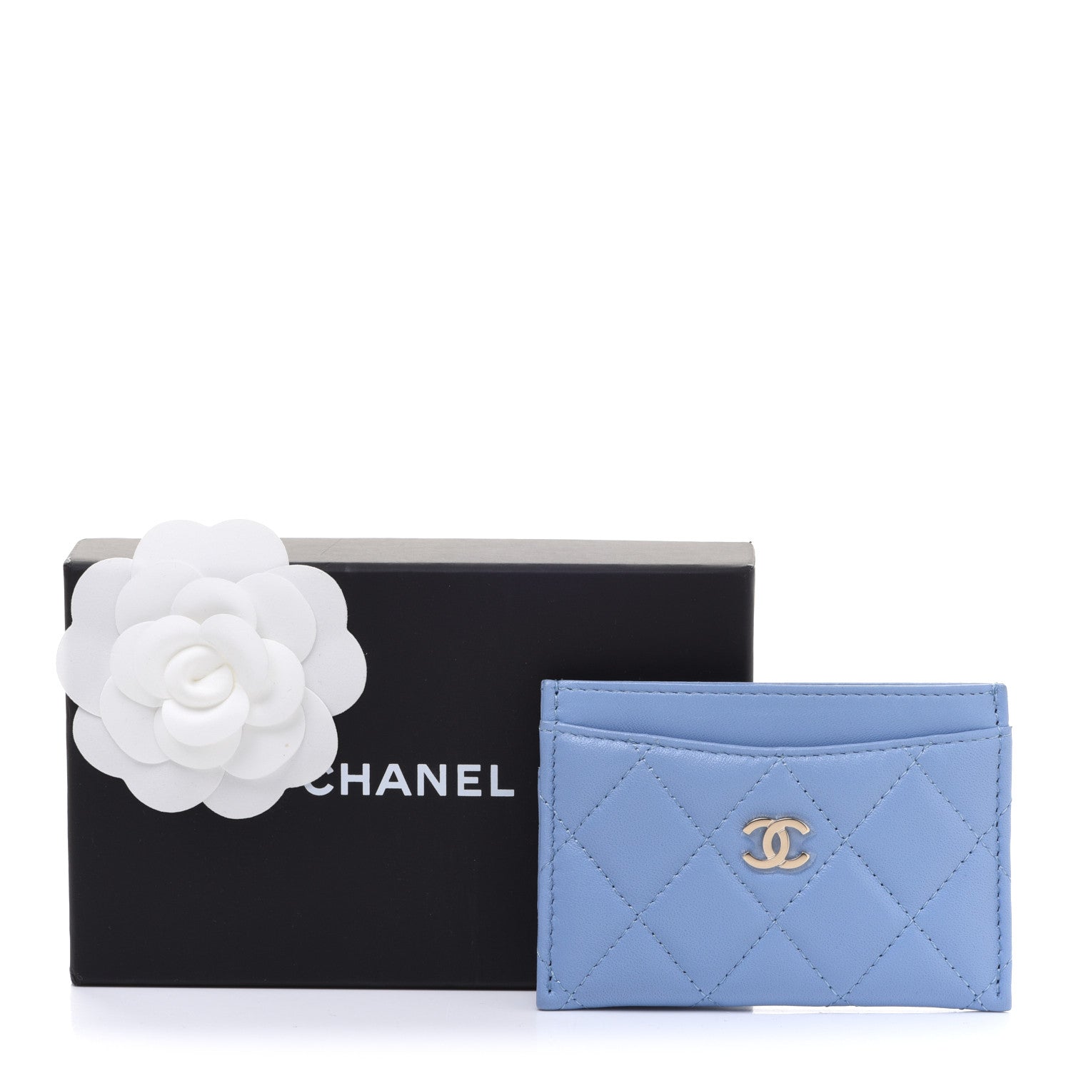 Chanel Lambskin Quilted Card Holder Light Blue 9 of 9