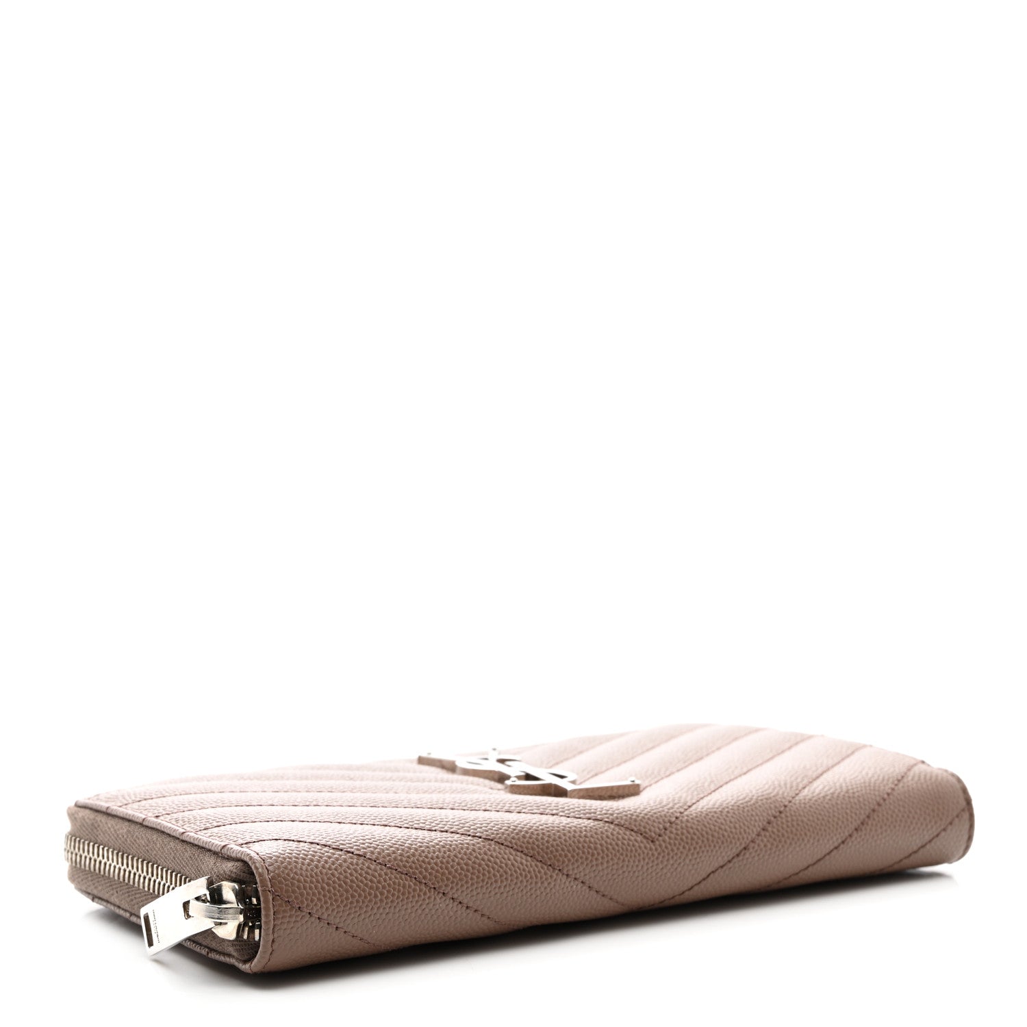 Saint Laurent Grain De Poudre Matelasse Chevron Monogram Zip Around Wallet Fard 4 of 8