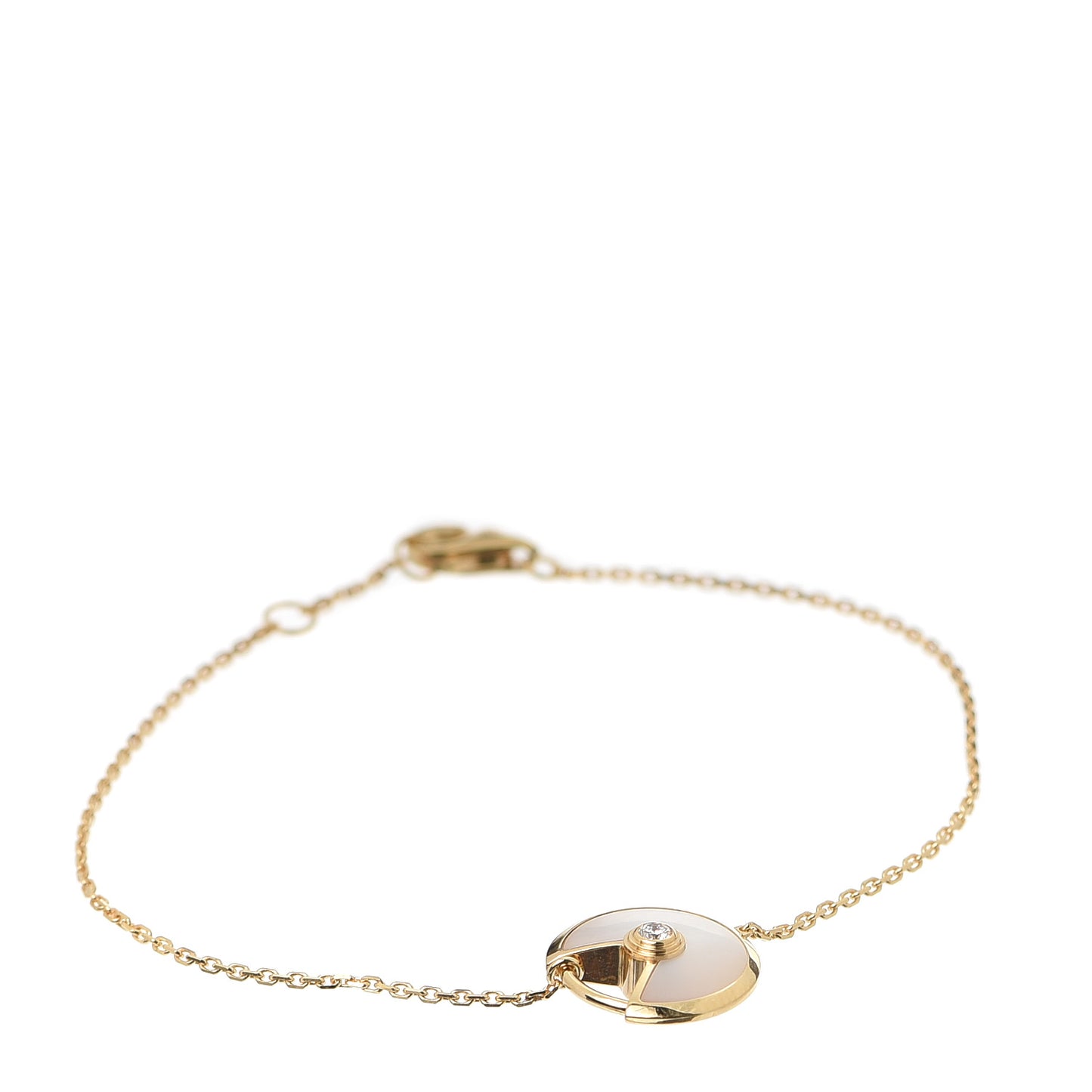 18K Yellow Gold Diamond Mother of Pearl Amulette de Cartier Bracelet