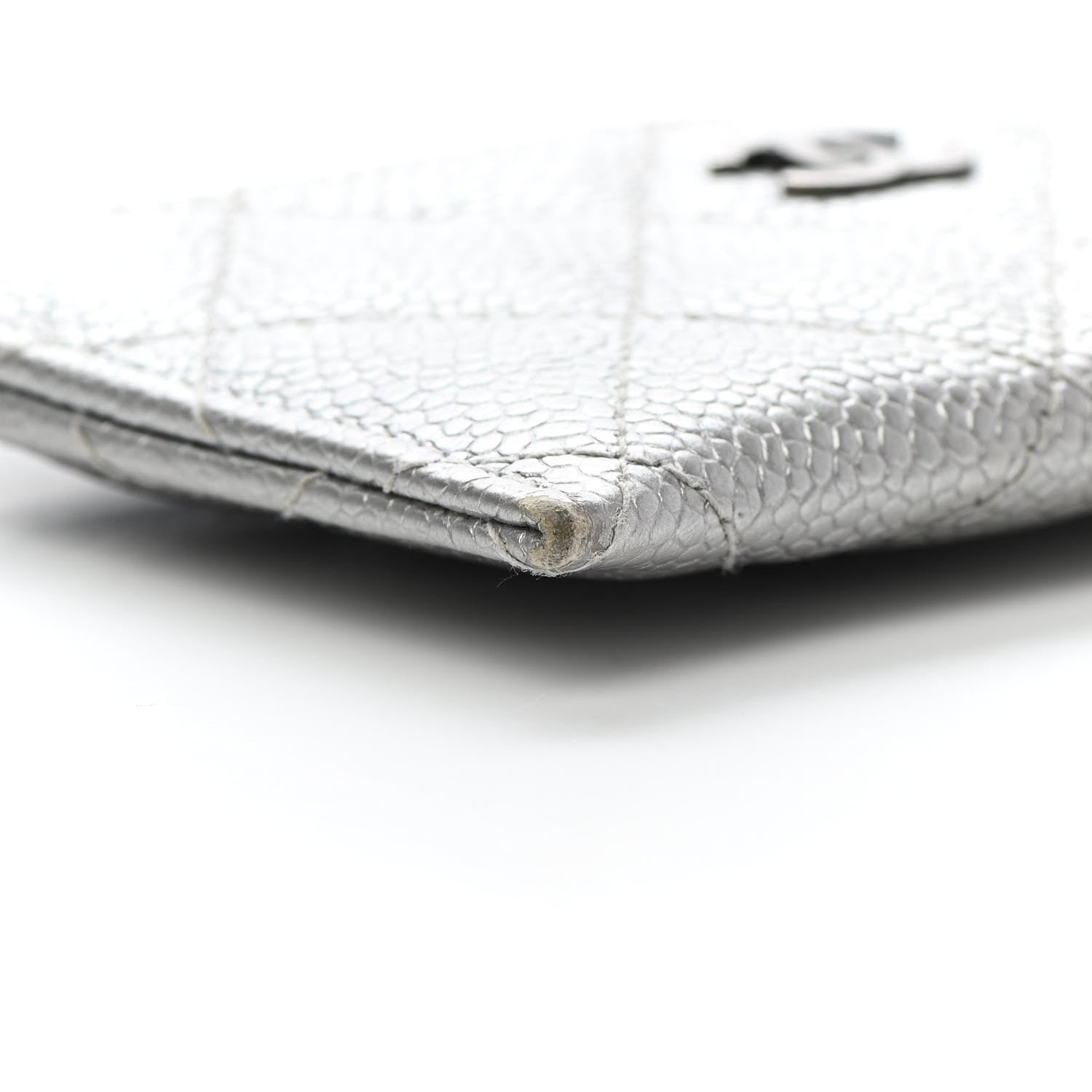Chanel Metallic Caviar Quilted Card Holder Silver 9 of 9