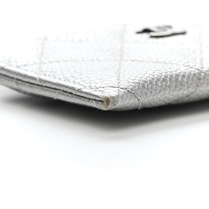 Chanel Metallic Caviar Quilted Card Holder Silver 9 of 9