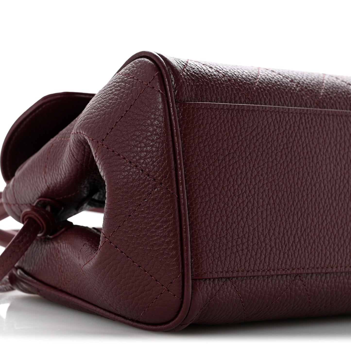 Grained Calfskin Stitched Urban Essentials Small Shopping Bag Burgundy