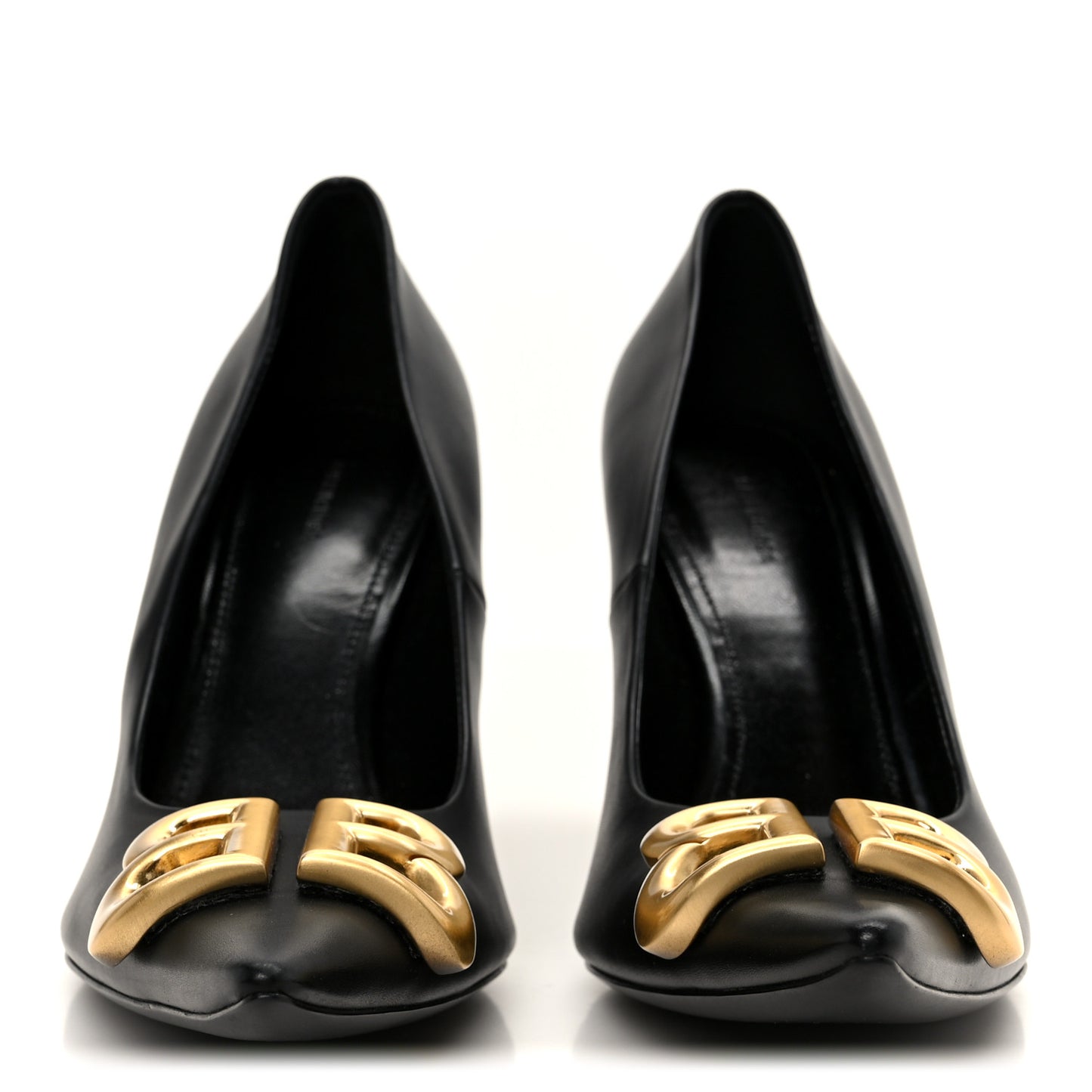 Shiny Soft Calfskin BB Flex 90mm Pumps 37 Black Gold