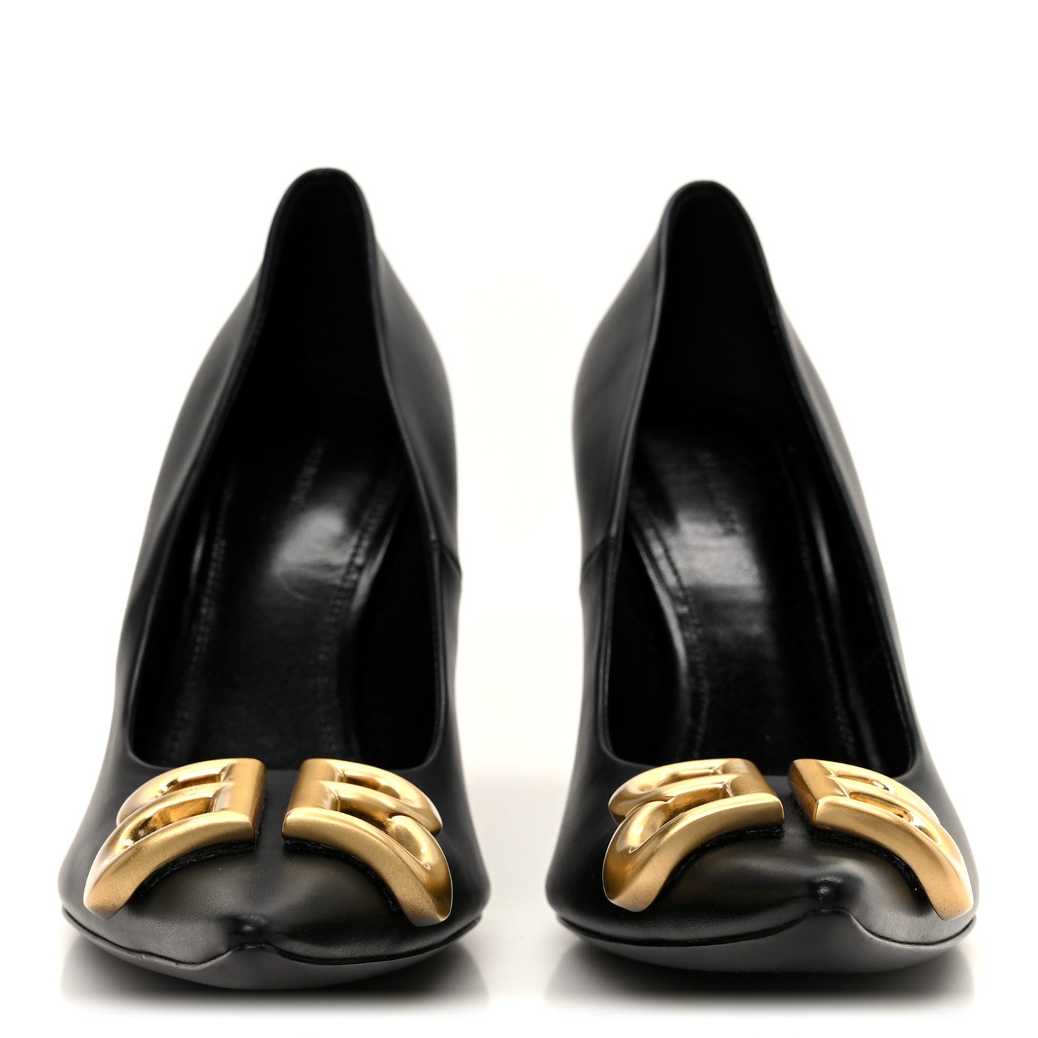 Balenciaga Shiny Soft Calfskin BB Flex 90mm Pumps 37 Black Gold 3 of 10