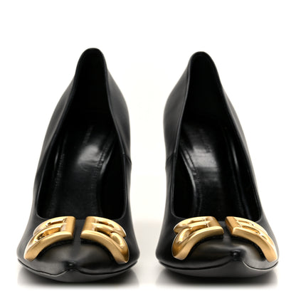 Balenciaga Shiny Soft Calfskin BB Flex 90mm Pumps 37 Black Gold 3 of 10