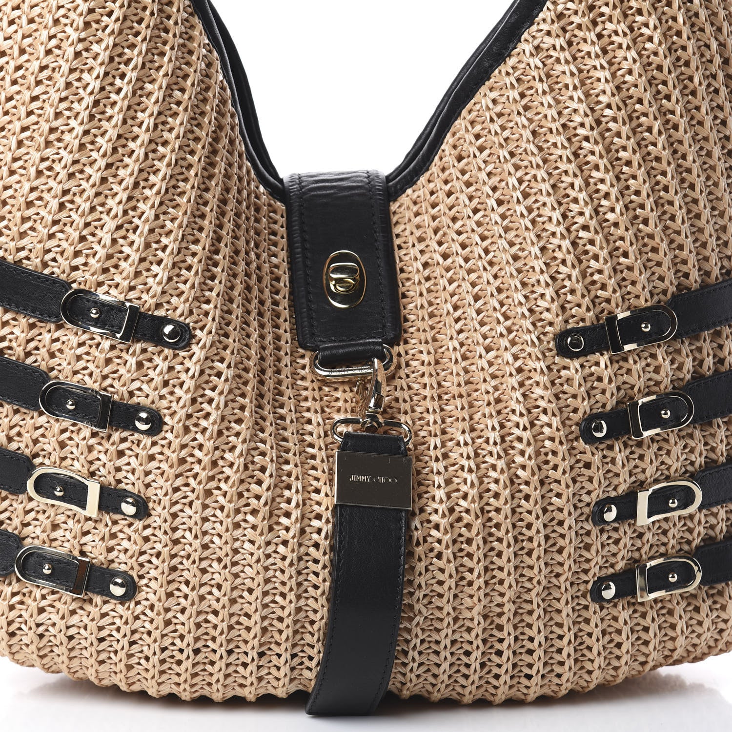 Jimmy Choo Woven Raffia Bali Hobo Taupe 6 of 8