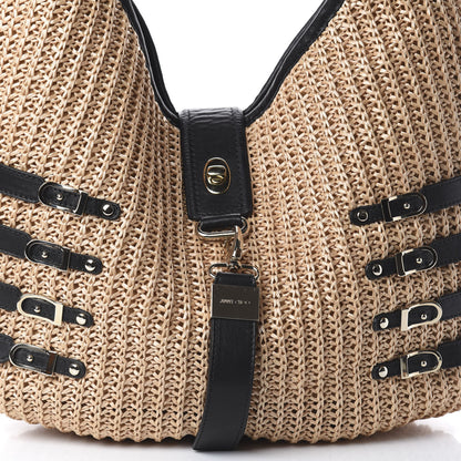 Jimmy Choo Woven Raffia Bali Hobo Taupe 6 of 8