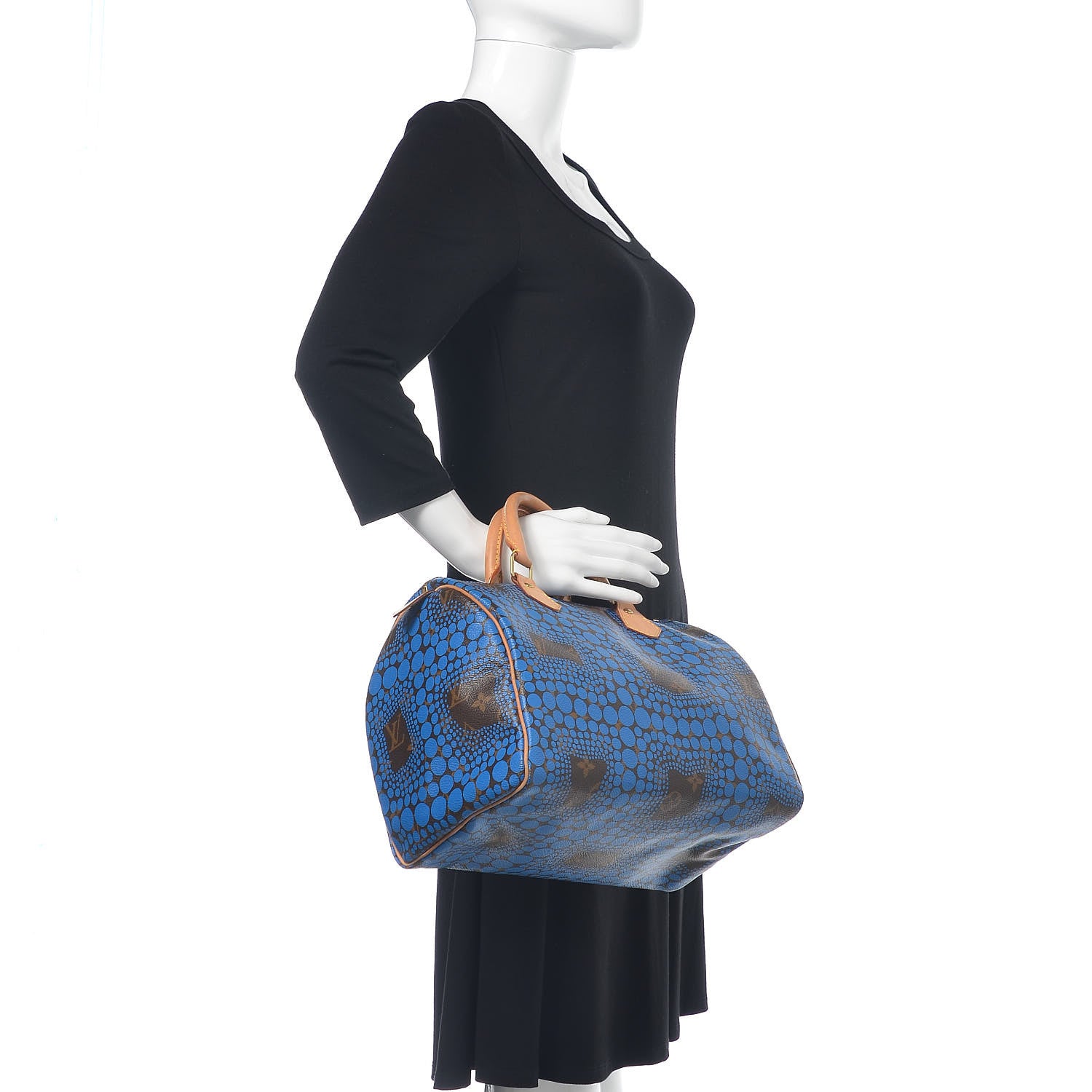 Louis Vuitton Monogram Kusama Town Speedy 30 Blue 3 of 15