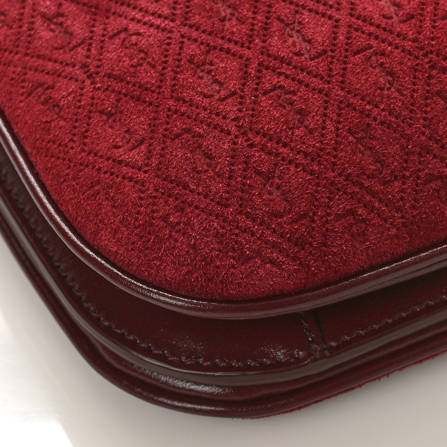 Suede All-Over Monogram Crossbody Burgundy
