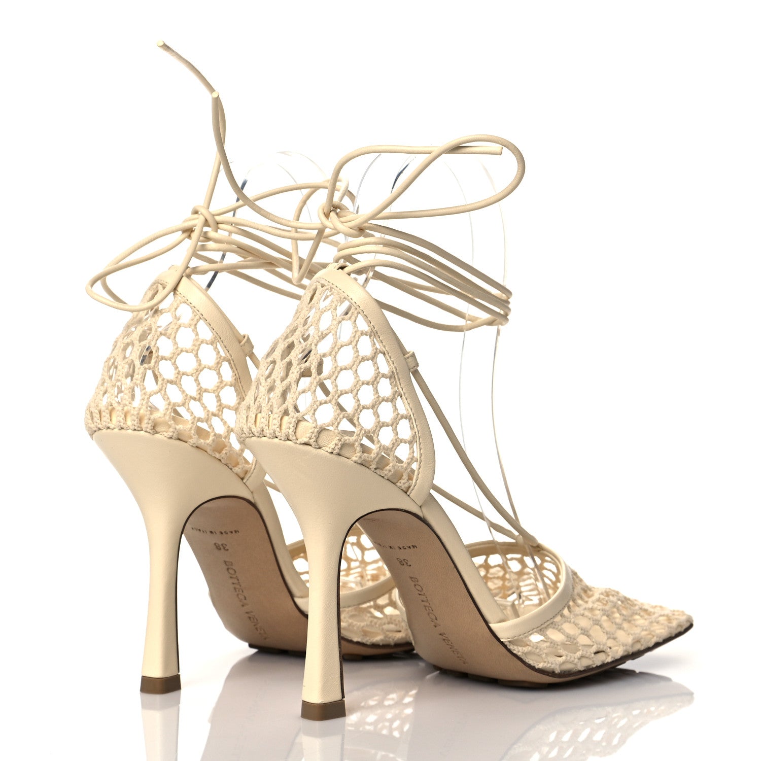 Bottega Veneta Mesh Nappa Stretch Ankle Tie Sandals 38 Toile 4 of 9