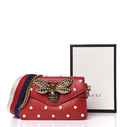 Gucci Nappa Pearl Studded Mini Queen Margaret Broadway Shoulder Bag Hibiscus Red 14 of 14