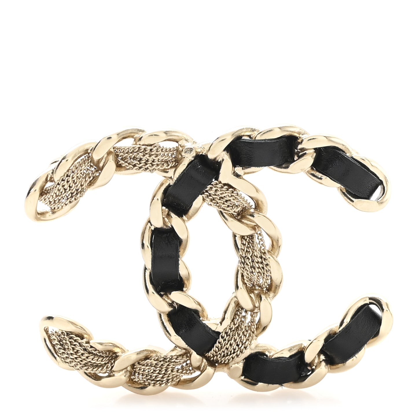Metal Chain French New Wave CC Brooch Black Gold