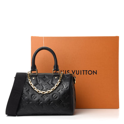 Louis Vuitton Lambskin Embossed Monogram Speedy 22 Bandouliere Black 10 of 10