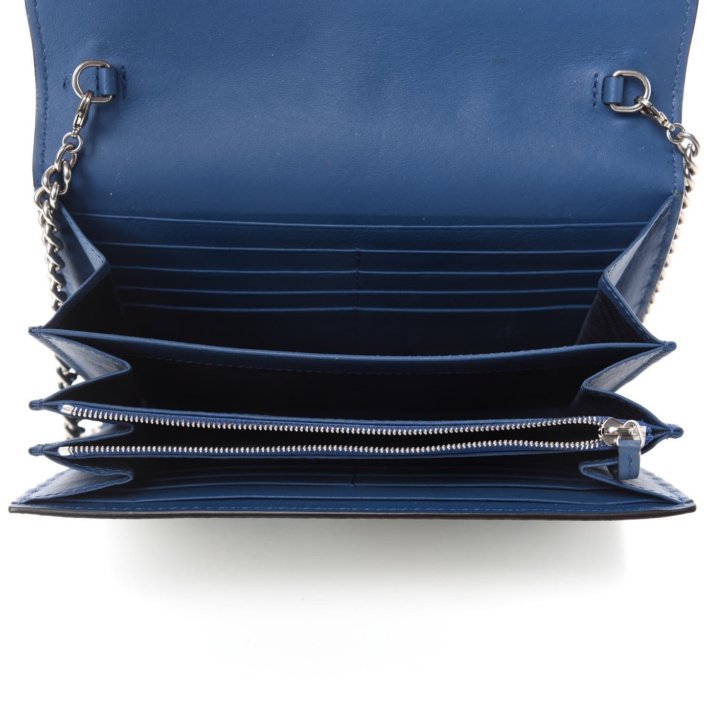 GG Supreme Monogram Blooms Mini Dionysus Chain Wallet Beige Blue Navy Vintage Blue