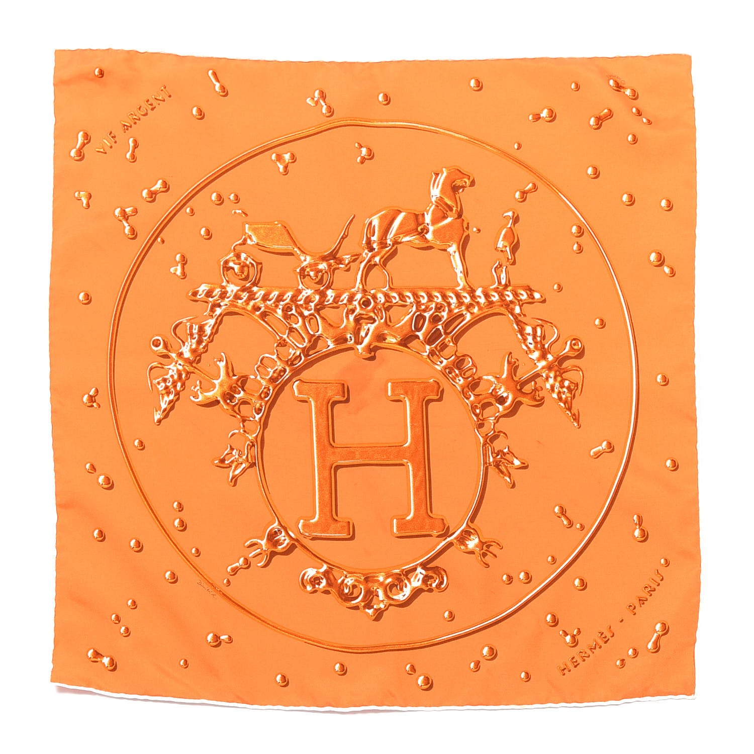 Hermes Silk Vif Argent Pocket Square Scarf Orange 1 of 7