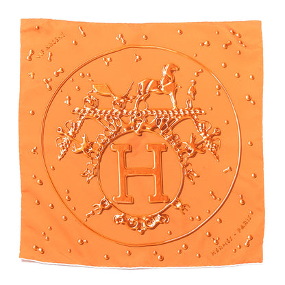 Hermes Silk Vif Argent Pocket Square Scarf Orange 1 of 7