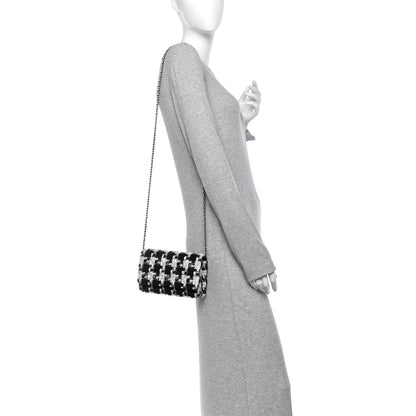 Chanel Tweed Quilted Wallet On Chain WOC Black Ecru White 2 of 14