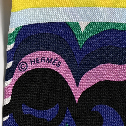 Hermes Silk Brides De Gala Shadow Twilly Black Jaune Multicolor 3 of 4