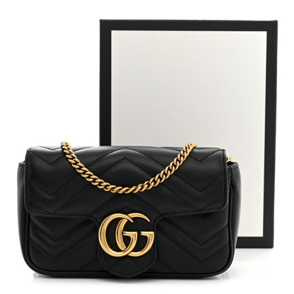 Gucci Calfskin Matelasse Super Mini GG Marmont Shoulder Bag Black 12 of 12