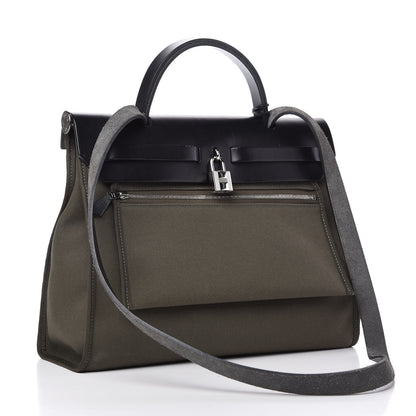 Hermes Vache Hunter Toile Herbag Zip 31 PM Kaki 3 of 10