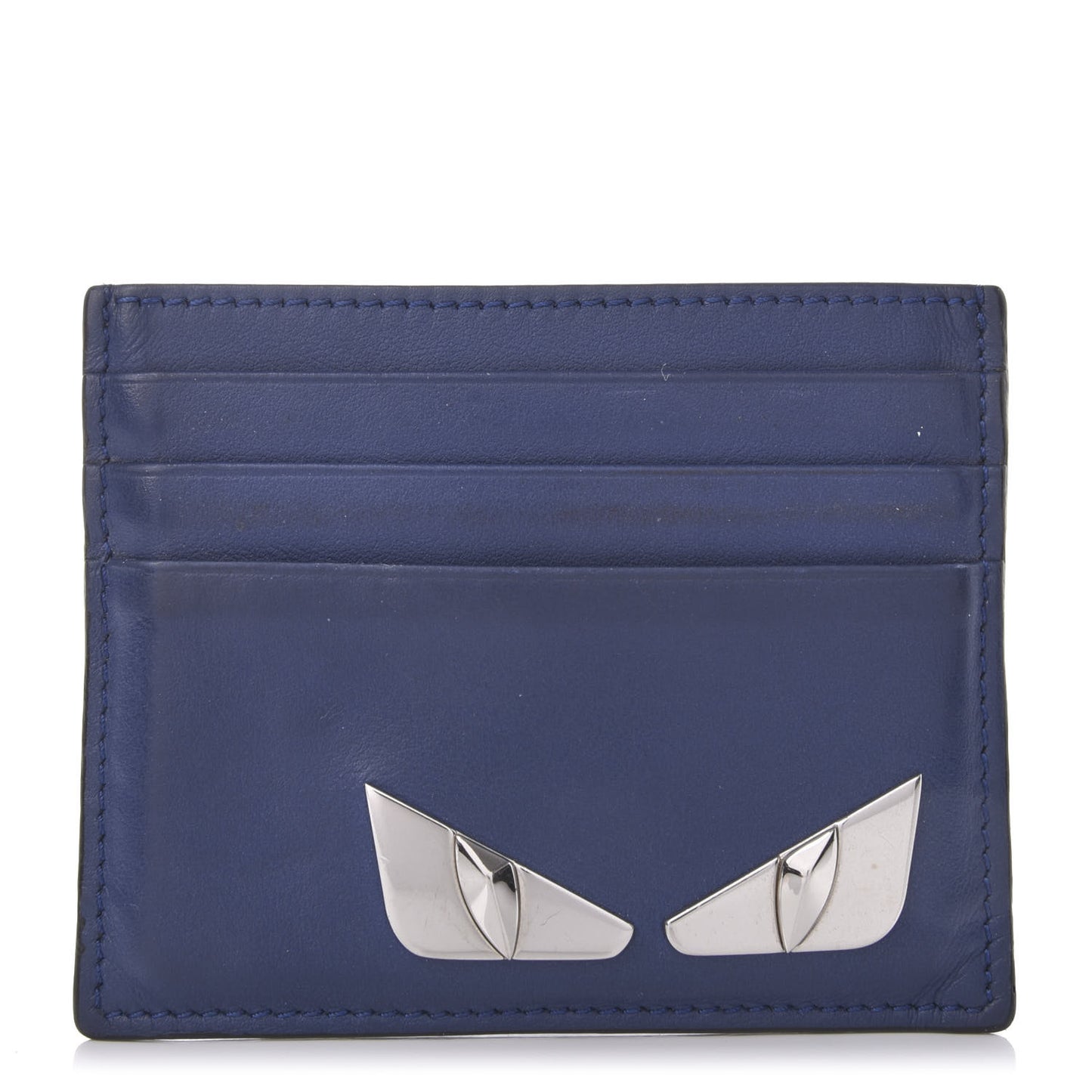 Vitello Century Monster Eyes Card Holder Blue Carbone