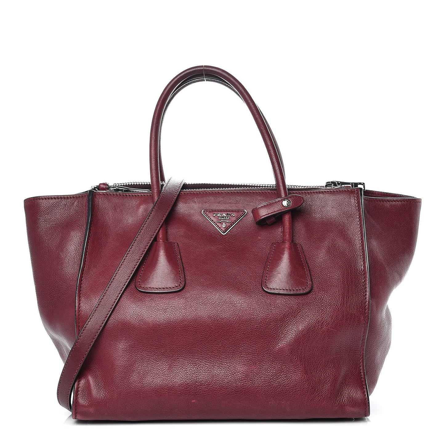 Glace Calfskin Twin Pocket Tote Fuxia