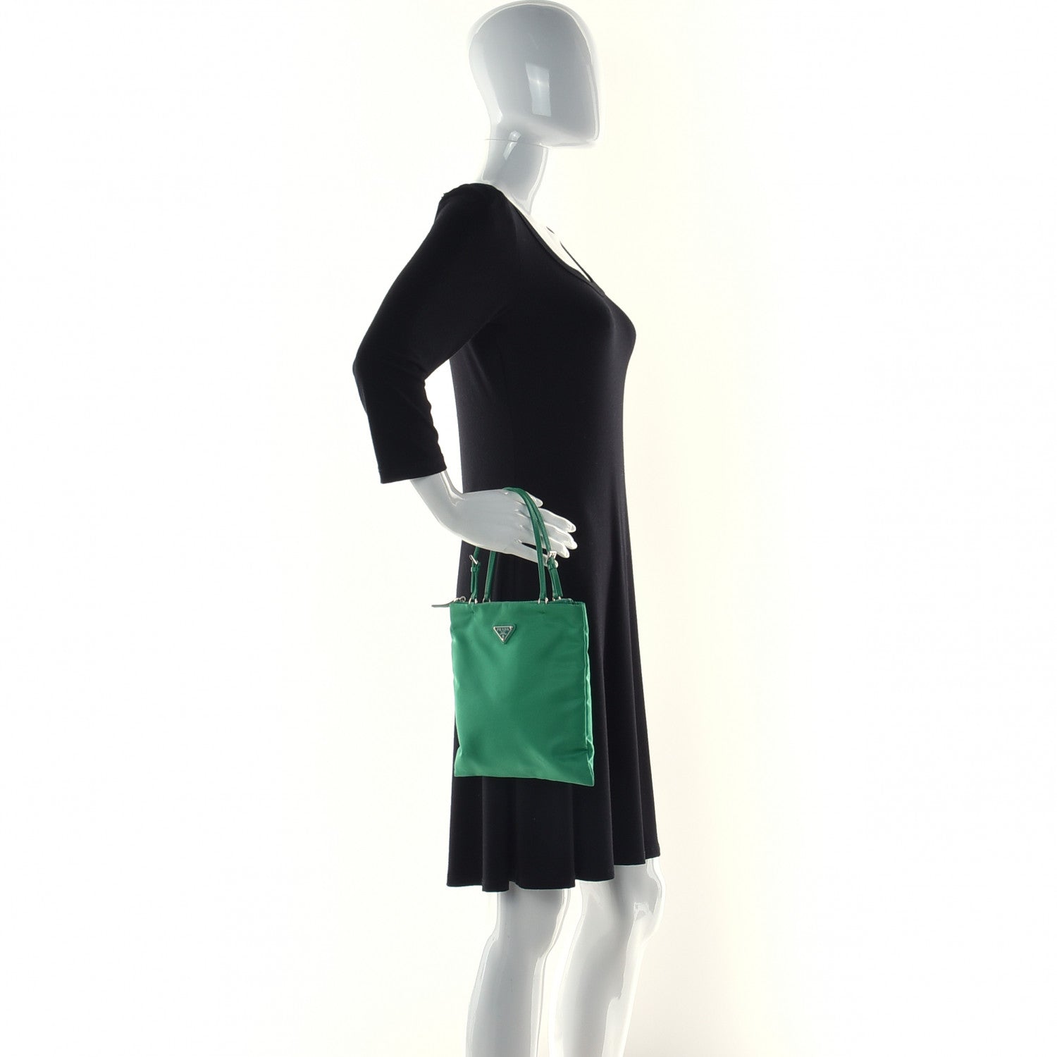 Prada Tessuto Nylon Chain Shopping Tote Menta 3 of 11