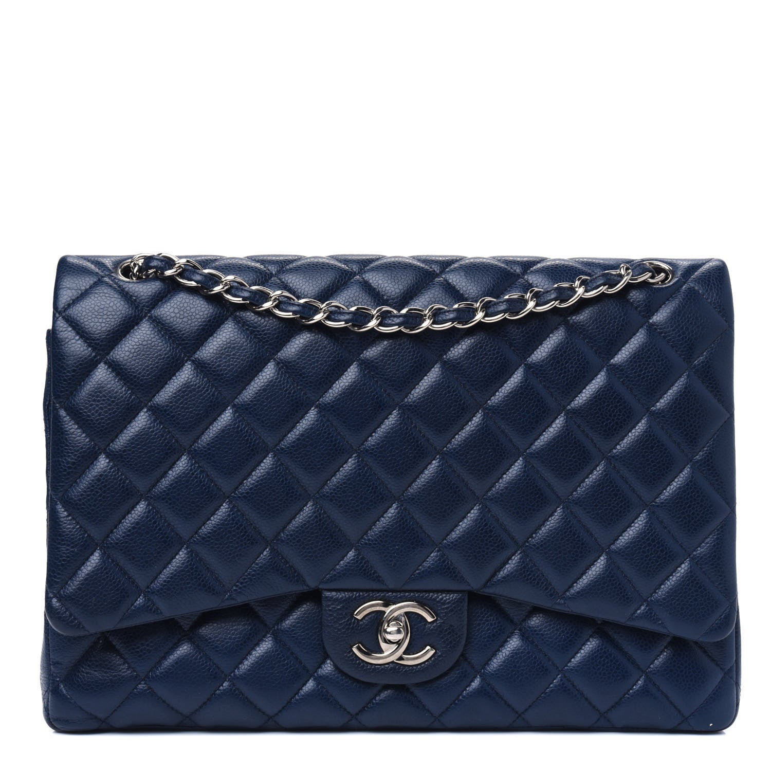 Chanel Caviar Quilted Maxi Double Flap Navy Blue 1 of 5