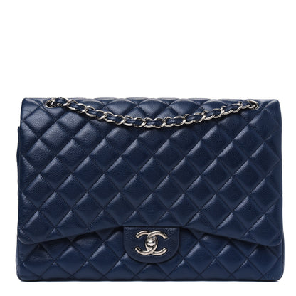 Chanel Caviar Quilted Maxi Double Flap Navy Blue 1 of 5