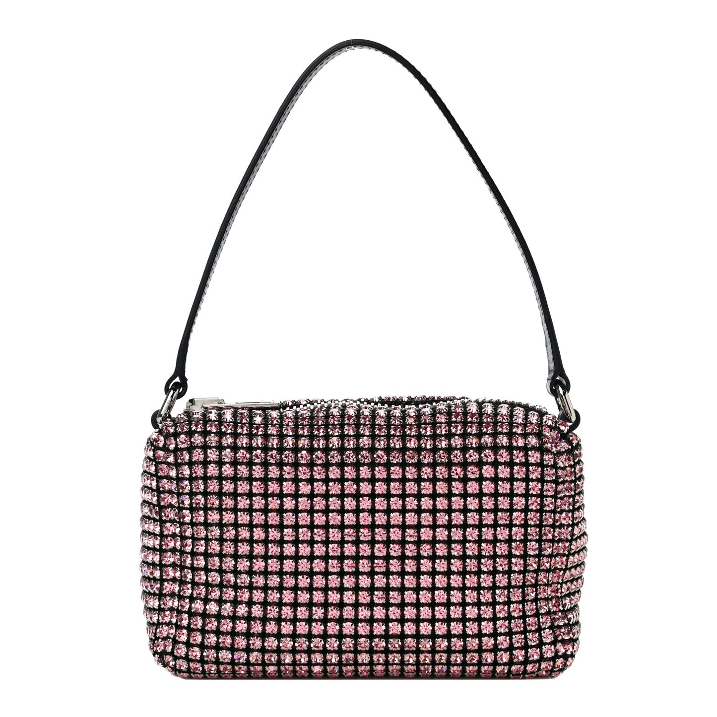 Mesh Crystal Rhinestone Mini Heiress Pouch Pink