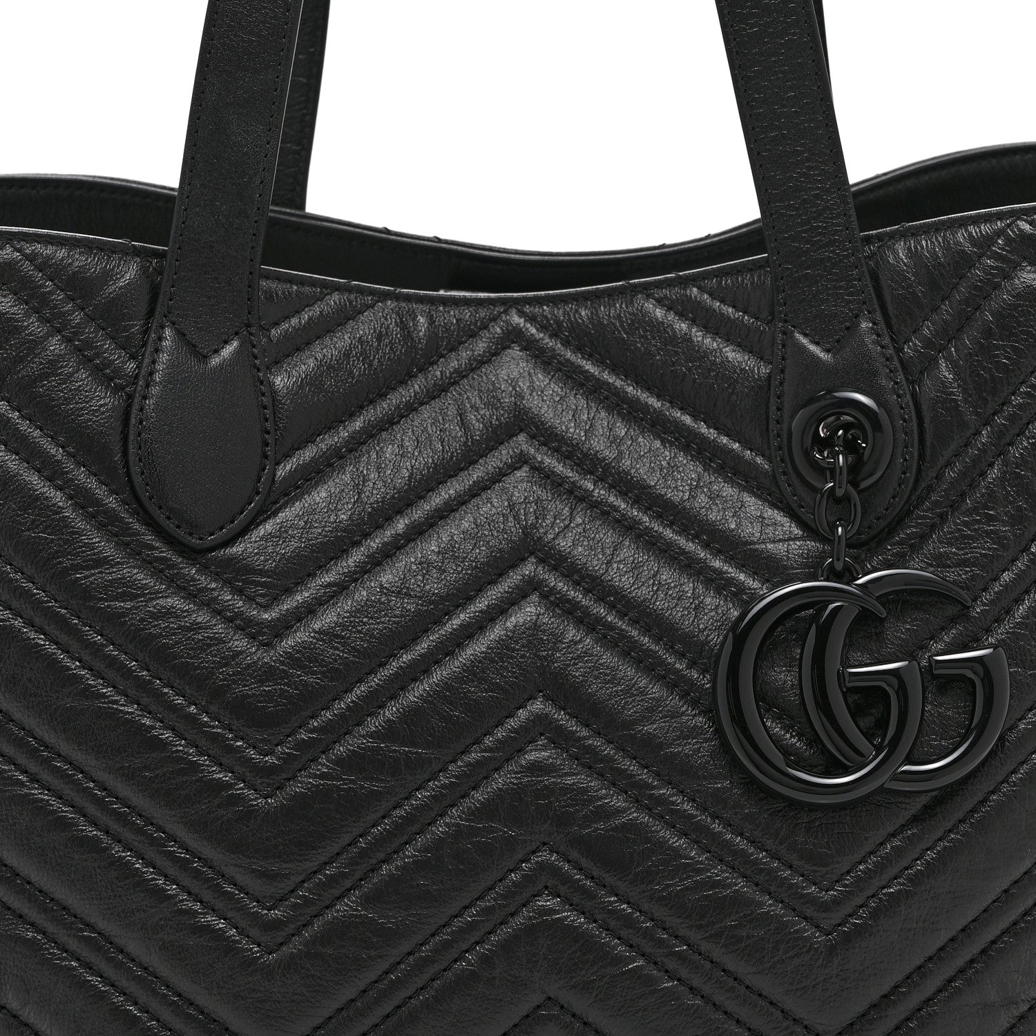 Gucci Soft Calfskin Matelasse Medium GG Marmont Tote Bag Black 9 of 11