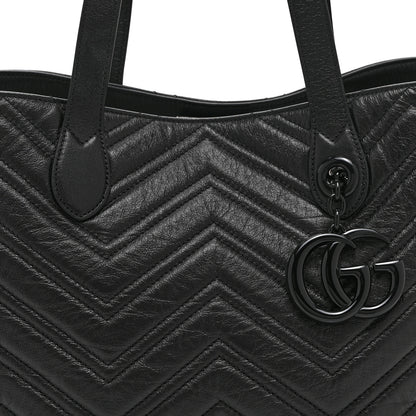 Gucci Soft Calfskin Matelasse Medium GG Marmont Tote Bag Black 9 of 11