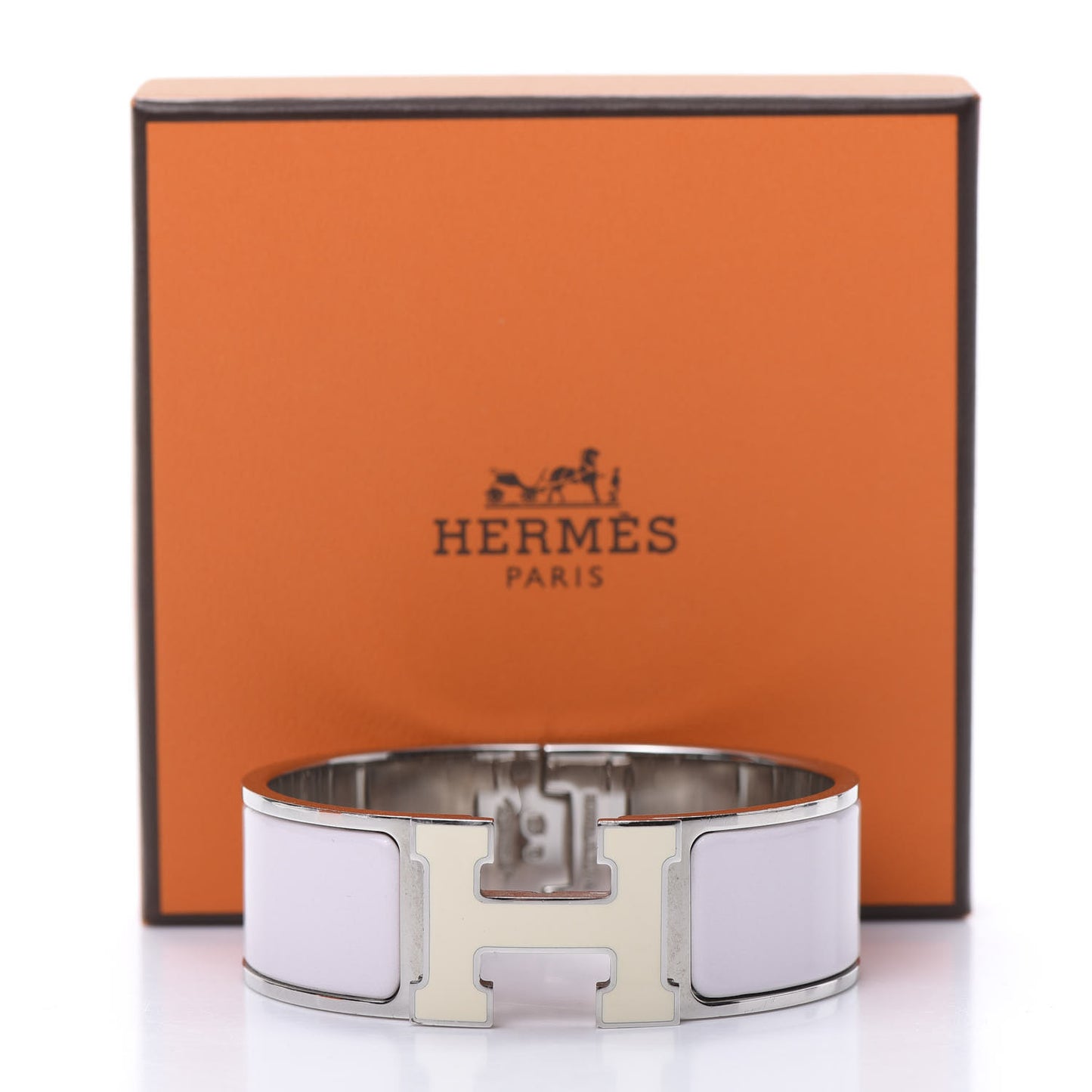 Enamel Wide Clic Clac H Bracelet PM Rose Nymph White