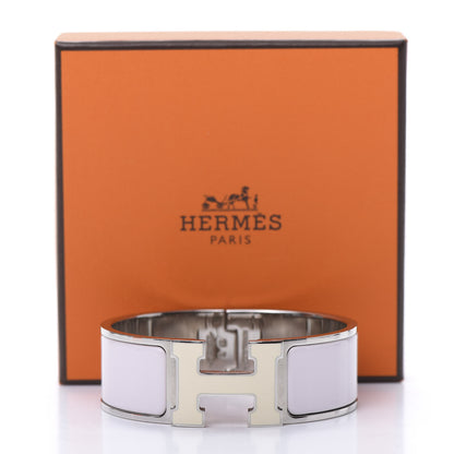 Hermes Enamel Wide Clic Clac H Bracelet PM Rose Nymph White 7 of 7