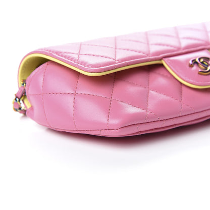Chanel Lambskin Quilted Glasses Case With Chain Pink Yellow 8 of 10